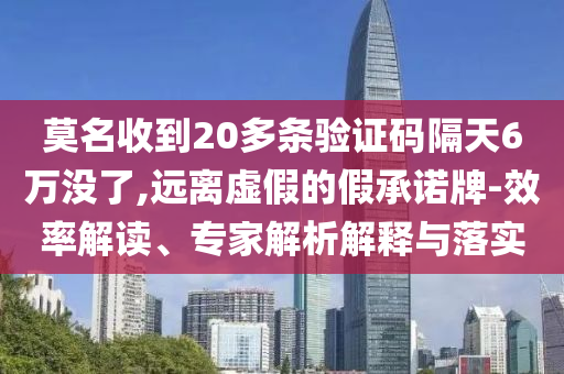莫名收到20多條驗證碼隔天6萬沒了,遠(yuǎn)離虛假的假承諾牌-效率解讀、專家解析解釋與落實