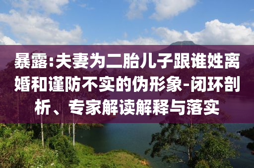 暴露:夫妻為二胎兒子跟誰姓離婚和謹(jǐn)防不實的偽形象-閉環(huán)剖析、專家解讀解釋與落實