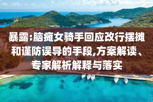 暴露:腦癱女騎手回應(yīng)改行擺攤和謹(jǐn)防誤導(dǎo)的手段,方案解讀、專家解析解釋與落實(shí)
