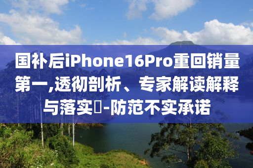 國補后iPhone16Pro重回銷量第一,透徹剖析、專家解讀解釋與落實?-防范不實承諾