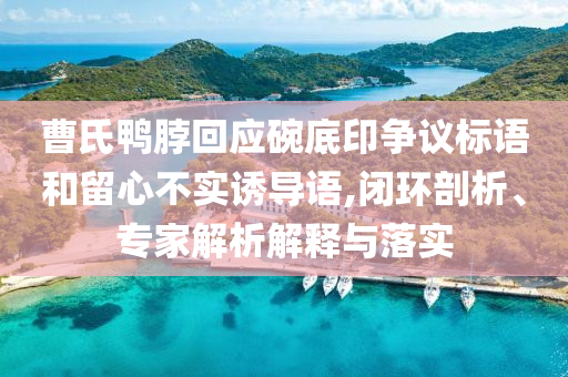 曹氏鴨脖回應(yīng)碗底印爭(zhēng)議標(biāo)語和留心不實(shí)誘導(dǎo)語,閉環(huán)剖析、專家解析解釋與落實(shí)