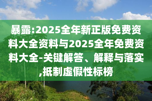 暴露:2025全年新正版免費資料大全資料與2025全年免費資料大全-關(guān)鍵解答、解釋與落實,抵制虛假性標(biāo)榜
