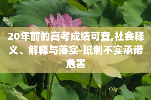 20年前的高考成績(jī)可查,社會(huì)釋義、解釋與落實(shí)-抵制不實(shí)承諾危害