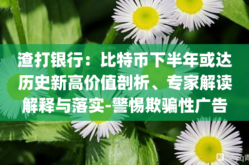 渣打銀行：比特幣下半年或達(dá)歷史新高價值剖析、專家解讀解釋與落實-警惕欺騙性廣告