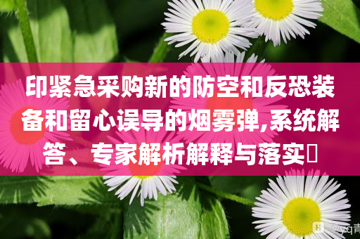 印緊急采購(gòu)新的防空和反恐裝備和留心誤導(dǎo)的煙霧彈,系統(tǒng)解答、專家解析解釋與落實(shí)?