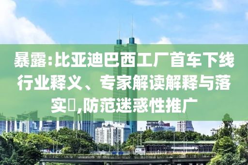 暴露:比亞迪巴西工廠首車下線行業(yè)釋義、專家解讀解釋與落實(shí)?,防范迷惑性推廣
