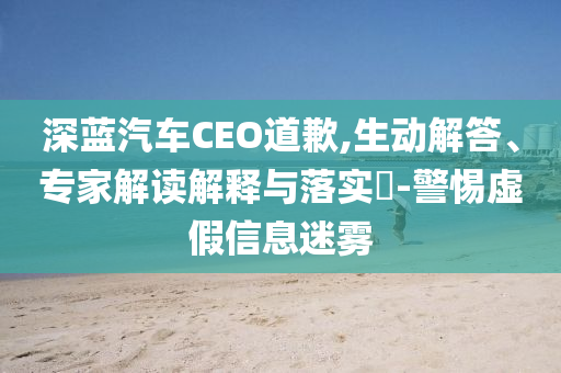深藍汽車CEO道歉,生動解答、專家解讀解釋與落實?-警惕虛假信息迷霧