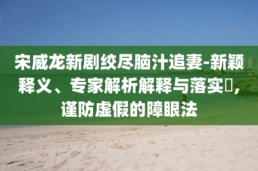 宋威龍新劇絞盡腦汁追妻-新穎釋義、專家解析解釋與落實(shí)?,謹(jǐn)防虛假的障眼法