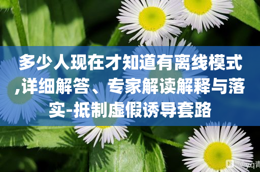 多少人現(xiàn)在才知道有離線模式,詳細(xì)解答、專家解讀解釋與落實-抵制虛假誘導(dǎo)套路