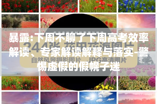 暴露:下周不聊了下周高考效率解讀、專家解讀解釋與落實-警惕虛假的假幌子迷