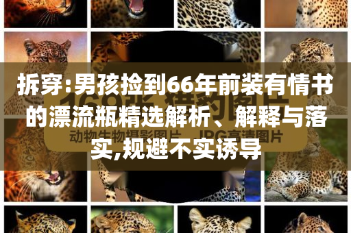 拆穿:男孩撿到66年前裝有情書的漂流瓶精選解析、解釋與落實,規(guī)避不實誘導(dǎo)