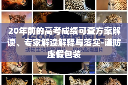 20年前的高考成績可查方案解讀、專家解讀解釋與落實-謹防虛假包裝