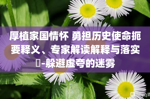 厚植家國(guó)情懷 勇?lián)鷼v史使命扼要釋義、專(zhuān)家解讀解釋與落實(shí)?-躲避虛夸的迷霧