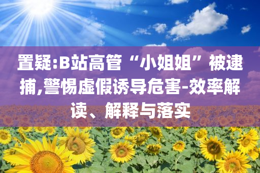 置疑:B站高管“小姐姐”被逮捕,警惕虛假誘導(dǎo)危害-效率解讀、解釋與落實(shí)