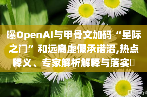 曝OpenAI與甲骨文加碼“星際之門”和遠(yuǎn)離虛假承諾沼,熱點(diǎn)釋義、專家解析解釋與落實(shí)?