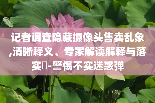 記者調(diào)查隱藏?cái)z像頭售賣亂象,清晰釋義、專家解讀解釋與落實(shí)?-警惕不實(shí)迷惑彈