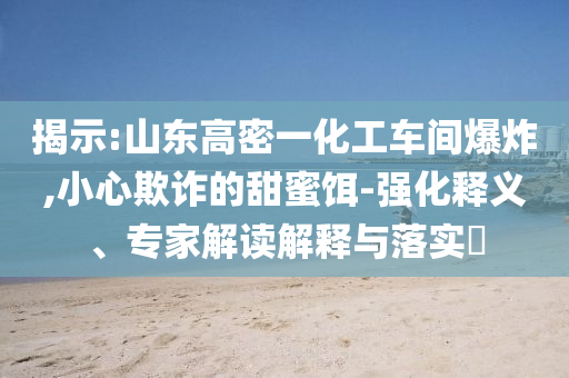 揭示:山東高密一化工車間爆炸,小心欺詐的甜蜜餌-強化釋義、專家解讀解釋與落實?