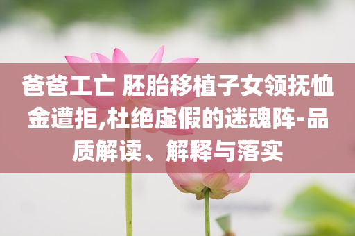 爸爸工亡 胚胎移植子女領(lǐng)撫恤金遭拒,杜絕虛假的迷魂陣-品質(zhì)解讀、解釋與落實(shí)