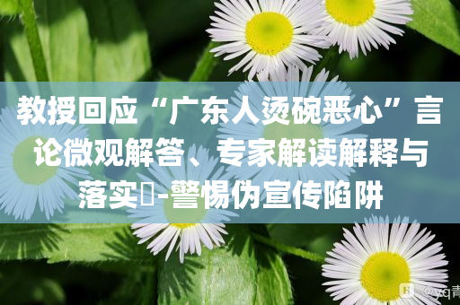 教授回應“廣東人燙碗惡心”言論微觀解答、專家解讀解釋與落實?-警惕偽宣傳陷阱