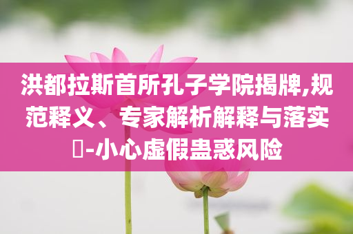 洪都拉斯首所孔子學(xué)院揭牌,規(guī)范釋義、專家解析解釋與落實(shí)?-小心虛假蠱惑風(fēng)險(xiǎn)