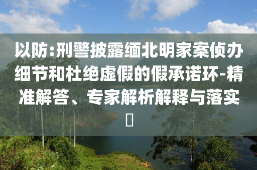 以防:刑警披露緬北明家案偵辦細(xì)節(jié)和杜絕虛假的假承諾環(huán)-精準(zhǔn)解答、專家解析解釋與落實(shí)?