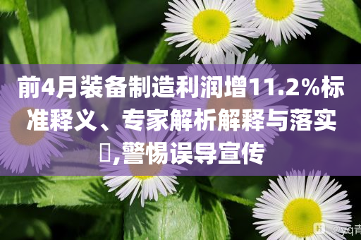 前4月裝備制造利潤(rùn)增11.2%標(biāo)準(zhǔn)釋義、專(zhuān)家解析解釋與落實(shí)?,警惕誤導(dǎo)宣傳