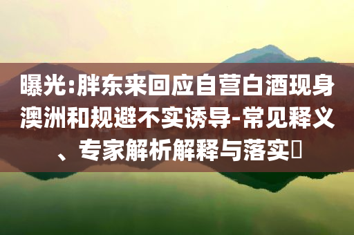 曝光:胖東來回應(yīng)自營(yíng)白酒現(xiàn)身澳洲和規(guī)避不實(shí)誘導(dǎo)-常見釋義、專家解析解釋與落實(shí)?