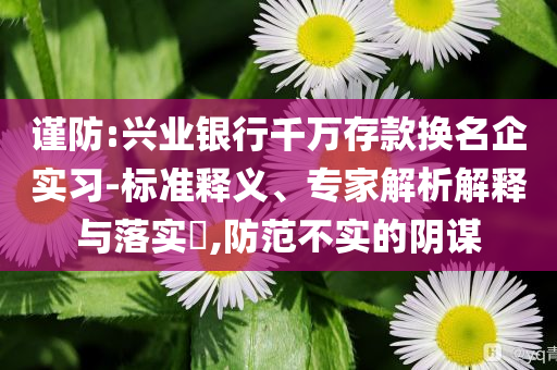 謹防:興業(yè)銀行千萬存款換名企實習-標準釋義、專家解析解釋與落實?,防范不實的陰謀