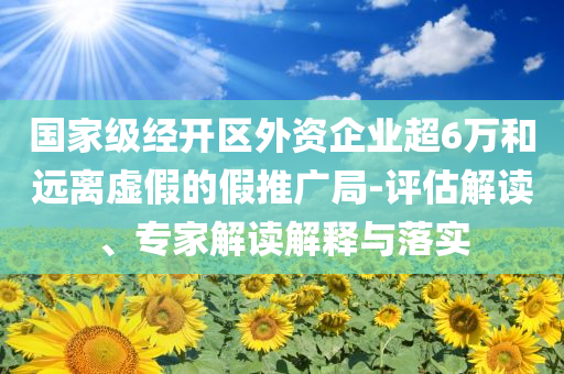 國家級經(jīng)開區(qū)外資企業(yè)超6萬和遠離虛假的假推廣局-評估解讀、專家解讀解釋與落實