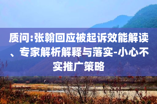 質問:張翰回應被起訴效能解讀、專家解析解釋與落實-小心不實推廣策略