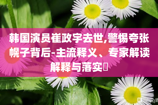 韓國演員崔政宇去世,警惕夸張幌子背后-主流釋義、專家解讀解釋與落實(shí)?