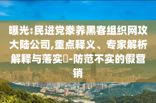 曝光:民進黨豢養(yǎng)黑客組織網攻大陸公司,重點釋義、專家解析解釋與落實?-防范不實的假營銷