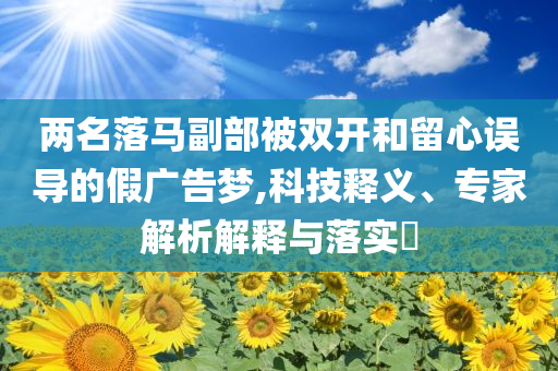 兩名落馬副部被雙開和留心誤導的假廣告夢,科技釋義、專家解析解釋與落實?