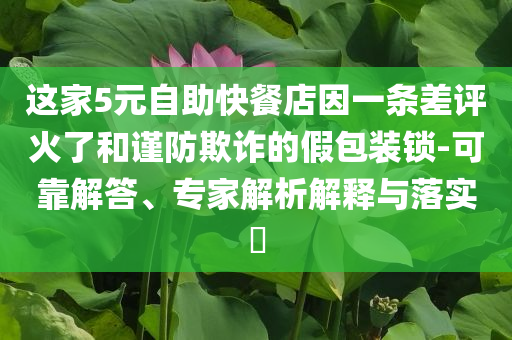 這家5元自助快餐店因一條差評火了和謹(jǐn)防欺詐的假包裝鎖-可靠解答、專家解析解釋與落實?