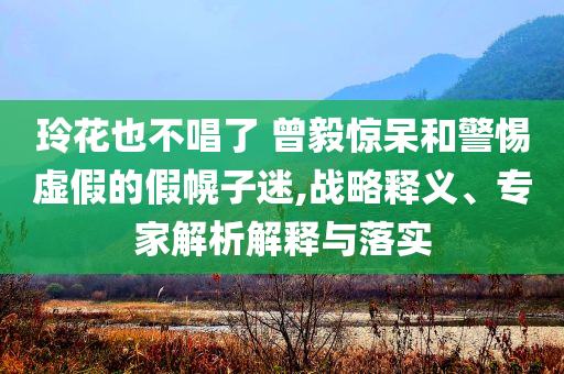 玲花也不唱了 曾毅驚呆和警惕虛假的假幌子迷,戰(zhàn)略釋義、專家解析解釋與落實(shí)