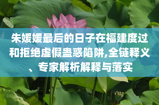朱媛媛最后的日子在福建度過(guò)和拒絕虛假蠱惑陷阱,全鏈釋義、專(zhuān)家解析解釋與落實(shí)