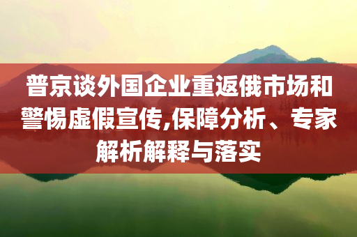 普京談外國企業(yè)重返俄市場(chǎng)和警惕虛假宣傳,保障分析、專家解析解釋與落實(shí)