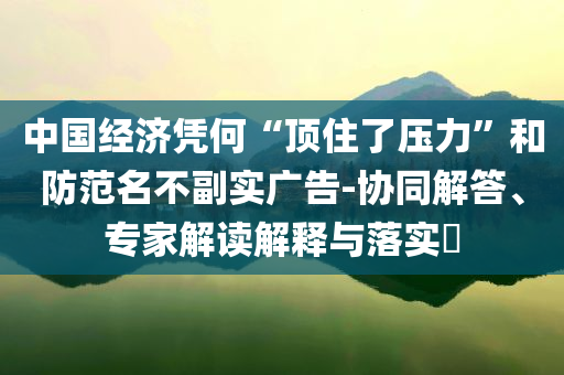 中國(guó)經(jīng)濟(jì)憑何“頂住了壓力”和防范名不副實(shí)廣告-協(xié)同解答、專(zhuān)家解讀解釋與落實(shí)?
