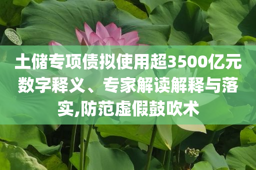 土儲專項債擬使用超3500億元數(shù)字釋義、專家解讀解釋與落實,防范虛假鼓吹術(shù)