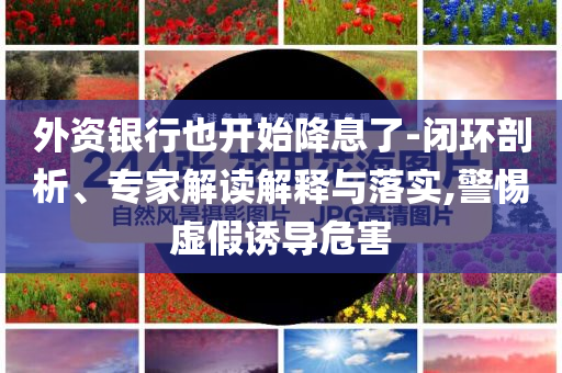 外資銀行也開始降息了-閉環(huán)剖析、專家解讀解釋與落實(shí),警惕虛假誘導(dǎo)危害