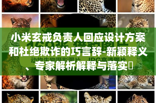 小米玄戒負責(zé)人回應(yīng)設(shè)計方案和杜絕欺詐的巧言辭-新穎釋義、專家解析解釋與落實?