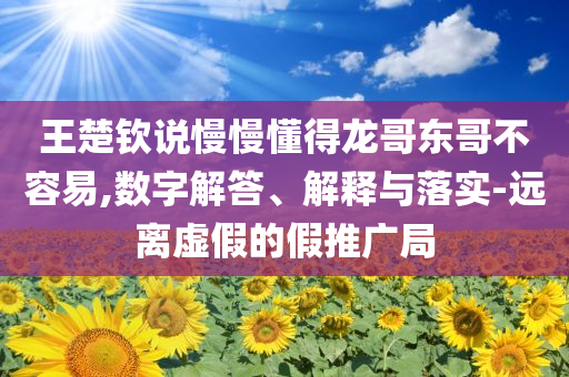 王楚欽說慢慢懂得龍哥東哥不容易,數(shù)字解答、解釋與落實-遠離虛假的假推廣局