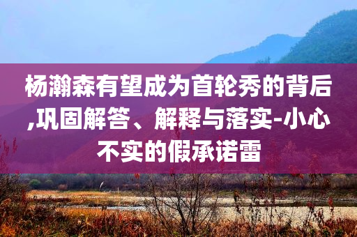 楊瀚森有望成為首輪秀的背后,鞏固解答、解釋與落實(shí)-小心不實(shí)的假承諾雷