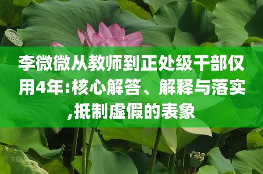李微微從教師到正處級干部僅用4年:核心解答、解釋與落實,抵制虛假的表象