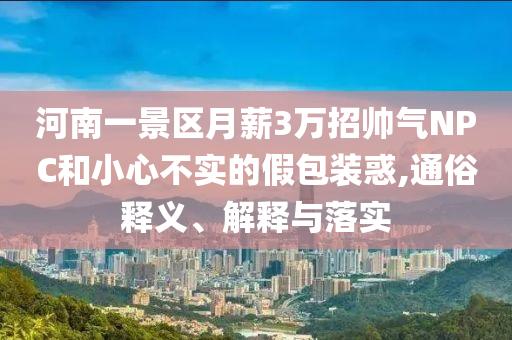河南一景區(qū)月薪3萬招帥氣NPC和小心不實的假包裝惑,通俗釋義、解釋與落實