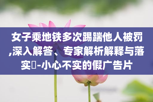女子乘地鐵多次踢踹他人被罰,深入解答、專家解析解釋與落實(shí)?-小心不實(shí)的假廣告片