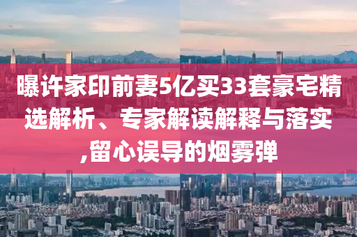 曝許家印前妻5億買(mǎi)33套豪宅精選解析、專(zhuān)家解讀解釋與落實(shí),留心誤導(dǎo)的煙霧彈