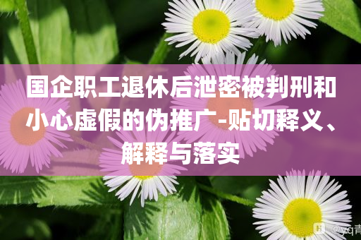 國企職工退休后泄密被判刑和小心虛假的偽推廣-貼切釋義、解釋與落實(shí)