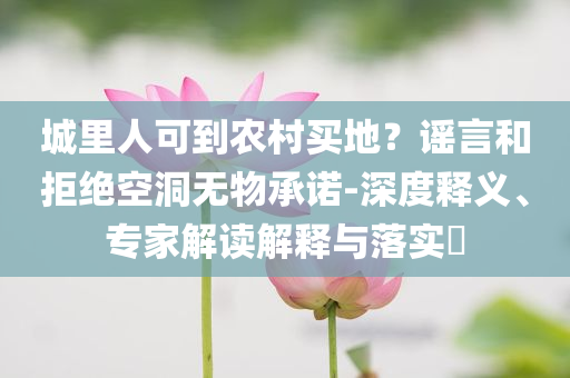 城里人可到農村買地？謠言和拒絕空洞無物承諾-深度釋義、專家解讀解釋與落實?