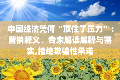 中國經(jīng)濟憑何“頂住了壓力”:營銷釋義、專家解讀解釋與落實,拒絕欺騙性承諾